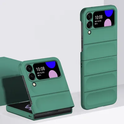 Produktbild von Galaxy Z Flip3 5G Hülle, Silikon Gummiert Stossfest Anti-rutsch Schutzhülle für Samsung Galaxy Z Flip 3 5G Grün
