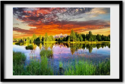 Produktbild von Bild 60x40 MDF-Rahmen, Wandkunst Fluss in den Wald