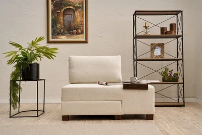 Produktbild von Hanah Home, Perenna Chenille Right - Cream, Schlafsofa, Creme, Polyester, 116 x 83 x 93 cm