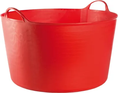 Image de RED HOG Panier de jardin plastique 42L Poignées Durabilité : 120 kg Flexi Bag Panier à linge rond Récipient pour la maison, le jardin, le bâtiment, super résistant, polyvalent, rouge