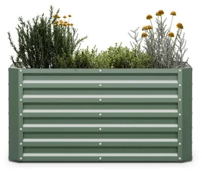 Produktbild von Blumfeldt High Grow Straight Hochbeet, Ergonomisches 575-l-Gartenbeet aus Rostfreiem Galvalume-Stahl für Gemüse und Kräuter – Rückenschonendes Design, Einfache Montage, Frostsicher und Kompakt