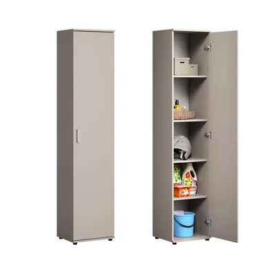 Image de Armoire étroite polyvalente de 40 cm de large avec 1 porte & 4 étagères 40x35x184 cm (LxPxH) | Blanc