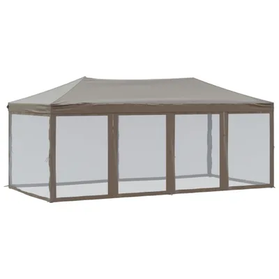Produktbild von vidaXL Partyzelt Faltbar mit Seitenwänden Taupe 3x6 m