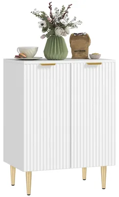 Produktbild von ZMH Küchenbuffet mit 2 Türen verstellbarem Einlegeboden und erhöhten Metallbeinen 60 x 40 x 80 cm Weiß