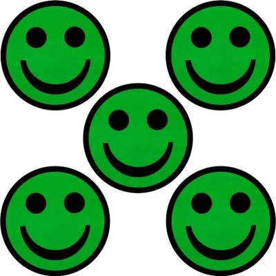 Produktbild von 5 Smiley Magnete Durchmesser 5 cm für Magnettafeln, Kühlschränke, Plantafeln und Whiteboards (Grün, 5 cm)