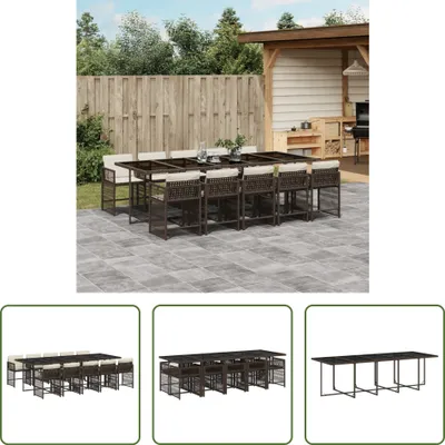 Produktbild von The Living Store 11-tlg. Garten-Essgruppe mit Kissen Braun Poly Rattan