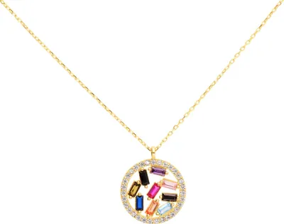 Produktbild von SuzanGold Rainbow Kette Echtgold Halskette mit buntem Anhänger & Zirkonia