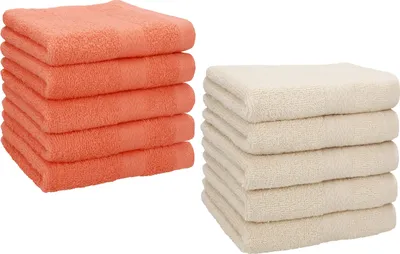 Produktbild von Betz 10 Stück Seiftücher 30x30 cm PREMIUM 100% Baumwolle Farbe: blutorange und sand