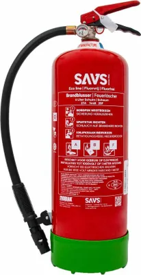 Produktbild von SAVS SAVS® Feuermelder Fettmelder Schaum 6 Liter - 27A 144B 25F - Fluor- und PFAS-frei - Mit Halterung - Schaumlöscher - 6L