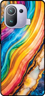 Produktbild von Smartphonica Telefon Fall geeignet für Xiaomi Mi 11 Pro mit Regenbogen Gold Marmor Print - TPU Backcover Fall Regenbogen Gold Marmor Design