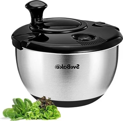 Produktbild von Famanu Salatschleuder mit Handkurbel - 45 Liter Schüssel - spülmaschinenfest - schwarz