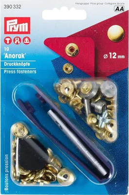 Zdjęcie produktu dla Niezależne zatrzaski do kurtek typu anorak – metalowe – 12 mm – w kolorze złotym, 10 sztuk