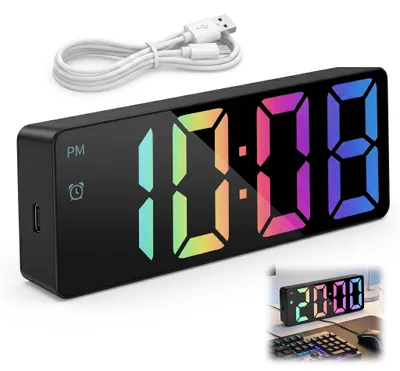 Digitale LED-Wekker, 6 Zoll, Zeit, Datum, Temperatur, Helligkeit einstellbar