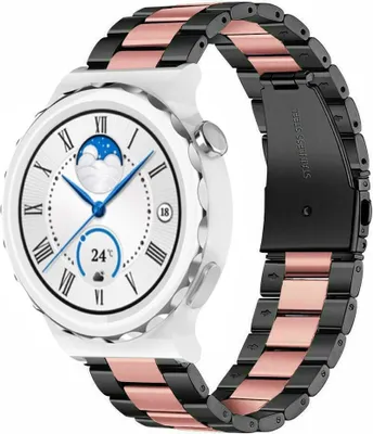 Produktbild von Strap-it Stahlarmband - Kompatibel mit Huawei Watch GT 3Armband 42mmHochwertiger EdelstahlHuawei watch strap Armband mit faltschließe für 20mmArmband Schwarz