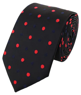 Produktbild von Fabio Farini - 1 Stück verschiedene Herren Schlips - Krawatten mit Punkten in 6cm Breite Schmal (6cm), Schwarz (Dunkelblau, Rot)