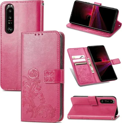 Produktbild von König Design Hülle kompatibel mit Sony Xperia 1 III Kunstleder Handyhülle - Handy Case Magneta