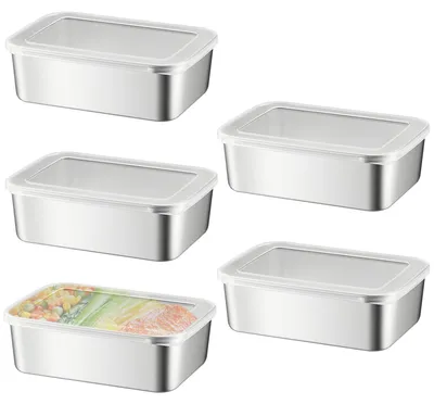5er-Set Edelstahl-Vorratsdosen 1100 ml stapelbar luftdicht