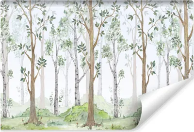 Produktbild von Muralo Vlies Fototapete Wald Aquarell BÄUME Natur Br. 315 cm x Hö. 210 cm Wandtapete für Wohnzimmer Kinderzimmer