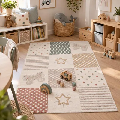 Produktbild von Kinder Teppich Happy Kids Butterfly Bunt, Größe:120x170 cm