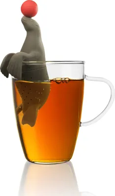 Produktbild von Winkee - Cute Animal Teesieb Seelöwe | Tee Ei für losen Tee | Tea Infuser lustig | Teesieb für Tasse | Gewürzsieb Silikon