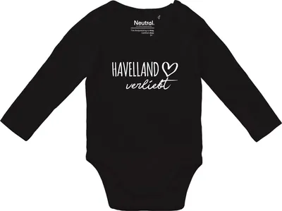 Produktbild von Huuraa Baby Body Havelland verliebt 80 Black  Baumwolle Fairtrade Langarmbody Geschenkidee
