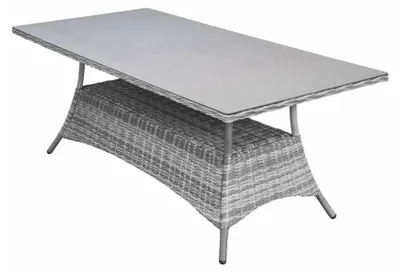 Produktbild von Gartentisch Dublin 180 x 90 cm | Aschgrau | Polyrattan & Keramik