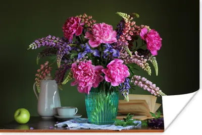 Produktbild von MuchoWow® Poster Tisch - Blumen - Stilleben 60x40 cm - Schlafzimmerdekoration