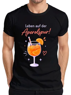 Productafbeelding van Leven in het teken van Aperol! Zomercocktail, Spritz, meidenavond, heren T-shirt, zwart, maat S