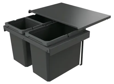 Imagen del producto de Naber 8013410 - Contenedor de residuos Cox Stand-UP® 350 S/600-3, sin tapa biodegradable, color antracita, capacidad de 42 litros (2 x 10 litros y 1 x 22 litros), para armario de 60 cm de ancho