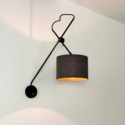 Produktbild von Metall Wandlampe "Viper" mit Schalter Grau Stoff blendarm Loft E14 Moderne Wandleuchte Wohnzimmer
