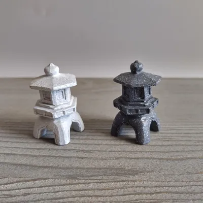 Miniatur-Steinlaterne, Doppelpack, sechseckig, für Terrarium & Zen-Garten