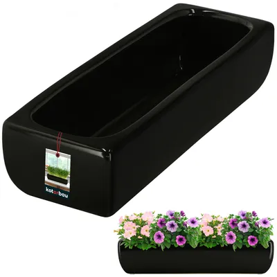 Produktbild von KOTARBAU® Keramik Blumentopf länglich innen Schwarz Blumentopf rechteckig 31x10,5x7 cm Sukkulenten Topf für Wohnzimmer Fensterbank Pflanzkübel länglich Piano Kollektion Bonsai Pot