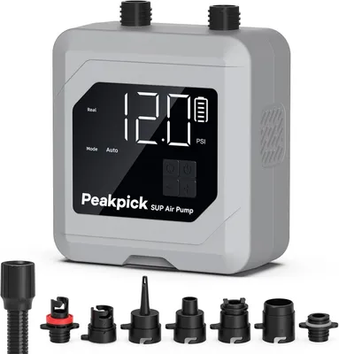 Obrázek produktu pro Elektrická pumpa na paddleboardy, 20 PSI, s dobíjecí baterií, inteligentní systém inflace a deflace ve dvou stupních, automatické vypnutí, určená pro paddleboardy