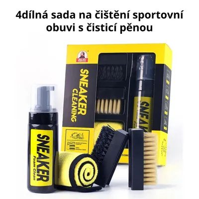 Obrázek produktu pro 4dílná sada na čištění tenisek – kartáče a hadřík z mikrovlákna – není potřeba voda – pro bílé boty, kozačky a tenisky