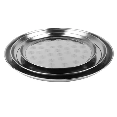 Produktbild von 3x Serviertablett Edelstahl Rund 30/40/50cm – Glanz Tafel Tablett Set