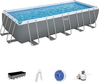 Produktbild von BESTWAY Steel Pro Max Frame Pool, 640 x 274 x 132 cm, Rechteckig, Sandfilter, Leiter, Abdeckung