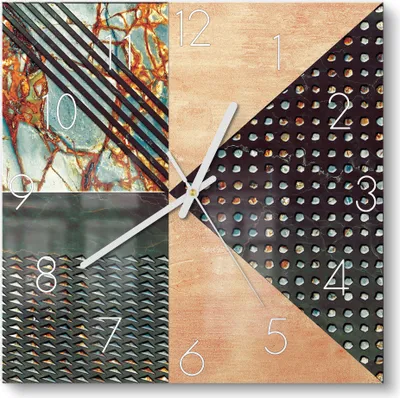 Produktbild von DEQORI Glasuhr 30x30 cm Zahlen 'Dekoratives Fliesendesign' Wanduhr Glas Uhr Design leise