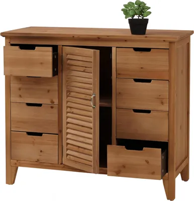 Produktbild von Apothekerkommode MCW-O63, Schrank Staufächer Schubladen, Vintage Shabby Fensterladenoptik 80x91x40cm  Korpus natur