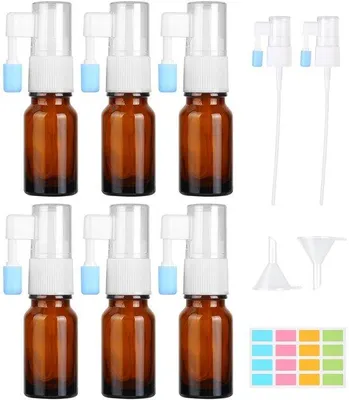 Obrázek produktu pro Sada 6 kusů opakovaně plnitelných lahviček s rozprašovačem na nos, 10 ml, hnědé sklo