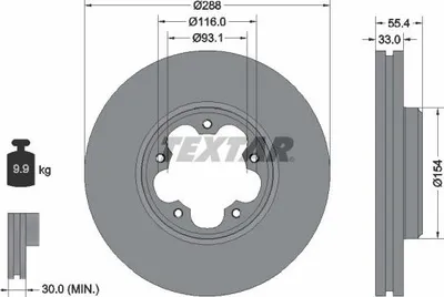 Produktbild von 2x TEXTAR Bremsscheibe 92320303 für FORD Transit V363 Kastenwagen (FCD FDD)