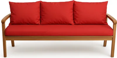 A studio shot of a sofa cushion set on a white background.