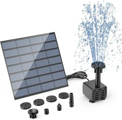 Produktbild von Solar Wasserfall auf Solarstrom - Schwimmende Teichpumpe mit 8 Sprinklern - Wasserfall - Mini Wasserfall - Solar Wasserfallpumpe - Outdoor Solarwasserpumpe - Für Garten / Teich / Schwimmbad / Vogelbad - Starke Strahl - Schwarz