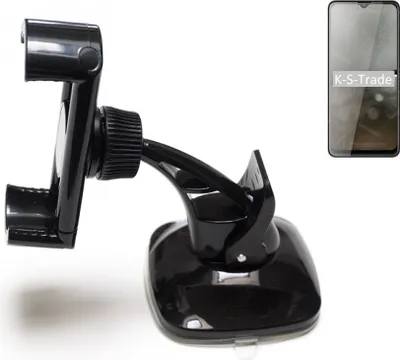 Produktbild von K-S-Trade kompakte Handy-Halterung Windschutzscheibe kompatibel mit Cubot Note 20 Armaturenbrett schwarz Autohalterung KFZ Halter Scheiben-Halterung