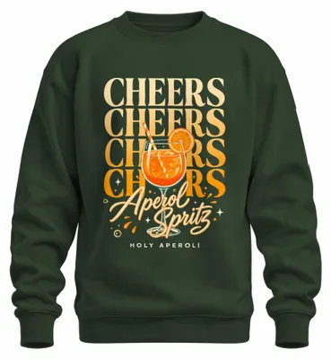 Immagine prodotto di Felpa con cappuccio, stile "Aperol Spritz", ideale per l'estate, colore verde bottiglia, taglia XXL