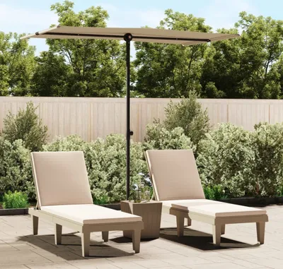 Image de The Living Store Parasol avec mât en aluminium 180 x 110 cm Taupe