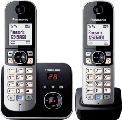 A product shot of a Panasonic cordless phone set on a white background.