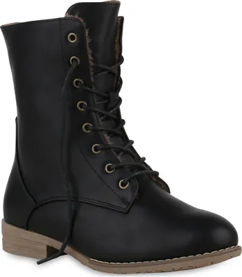 Produktbild von Mytrendshoe Damen Schnürstiefeletten Warm Gefütterte Stiefeletten Winter Boots 78490, Farbe: Schwarz, Größe: 38