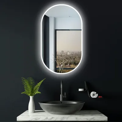 LED-Badspiegel oval 45x75 cm, Touchschalter, dimmbar 3000-6500K