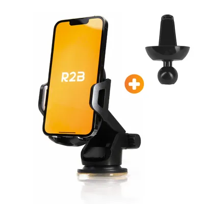 Produktbild von R2B 2 in 1 Handyhalterung Saugnapf Für Luftungsgitter, Windschutzscheibe und Armaturenbrett, handyhalter iPhone, KFZ-Halterung, Smartphone halter