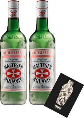 Produktbild von Malteser 2er Set Aquavit 2x 0,7L (40% Vol) Malteserkreuz seit 1924 nach dänischem Rezept hergestellt- [Enthält Sulfite]